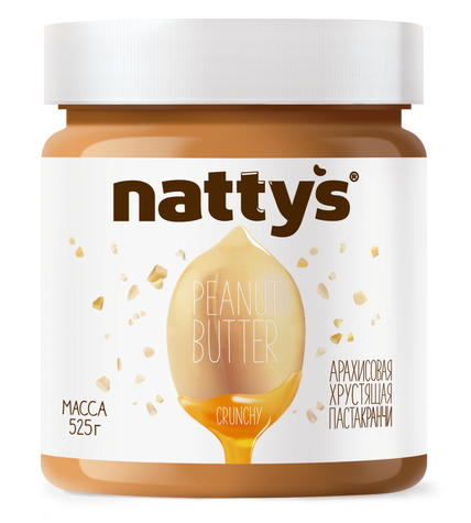 Паста Nattys Crunchy с кусочками арахиса и медом 525 г