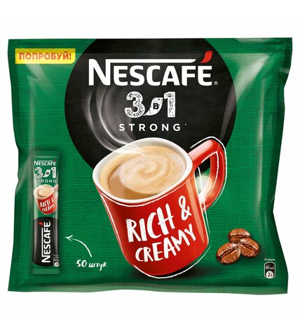 Кофе Nescafe 3 в 1 Крепкий растворимый 14,5 г х 50 шт
