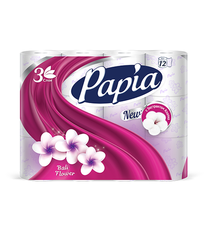 Туалетная бумага Papia Балийский цветок трехслойная 12 шт