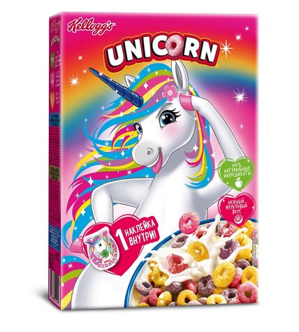Сухой завтрак Kelloggs Unicorn Радужные колечки с фруктовым вкусом 195 г