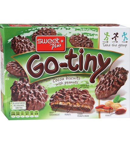 Печенье Sweet Plus Go-Tiny бисквитное со вкусом шоколада с арахисовым кремом 130 г