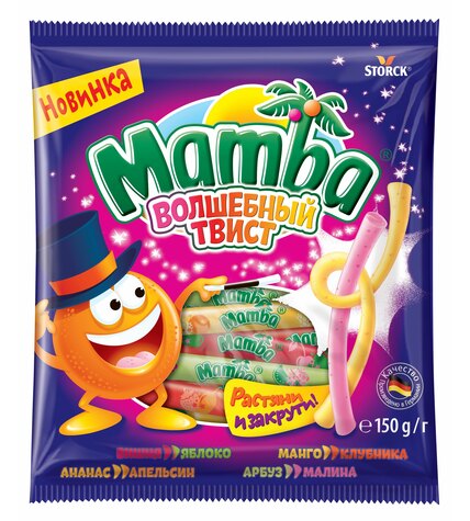 Жевательные конфеты Mamba Волшебный твист ассорти вкусов 150 г