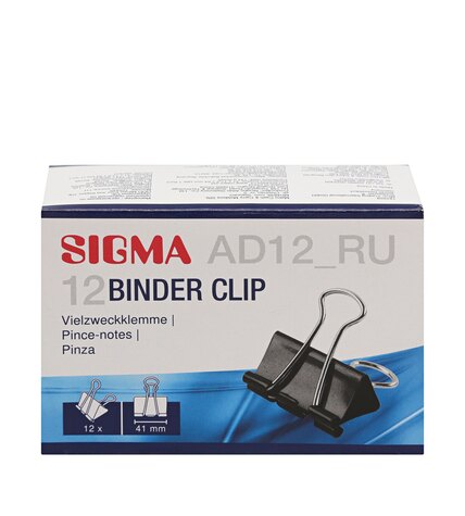 Зажим для бумаги Sigma 41 мм 12 шт