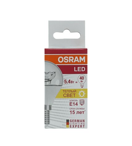 Лампа светодиодная Osram LED Е14 5,4W теплый свет