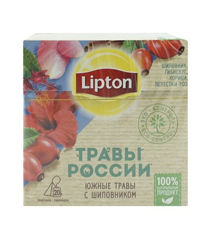 Травяной чай Lipton Травы России южные травы с шиповником в пирамидках 2 г х 20 шт