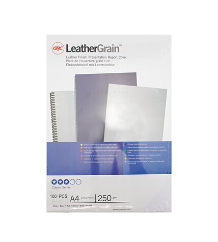 Обложка для переплета GBC картон с текстурой под кожу белая А4 250 г/м 100 шт