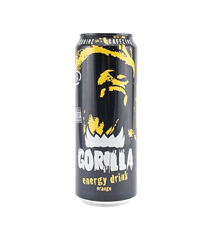 Напиток энергетический Gorilla Orange c соком апельсина сильногазированный безалкогольный 0,45 л
