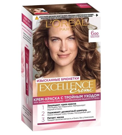 Крем-краска для волос L'Oreal Excellence оттенок 600 темно-русый