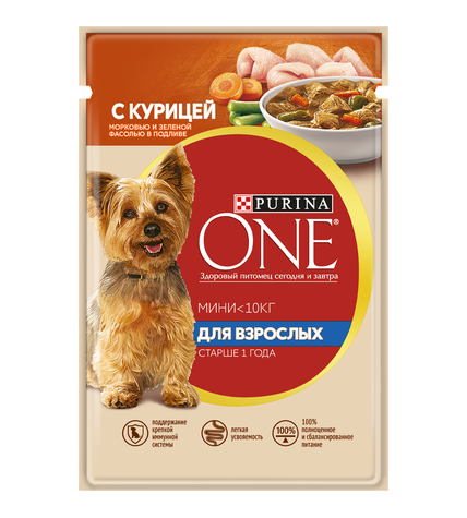 Корм Purina для собак с курицей морковью и зеленой фасолью в подливе 85 г 