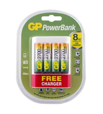 Зарядное устройство GP PowerBank U411 + 4 шт 270A