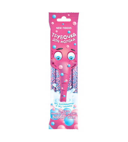 Трубочки для молочного коктейля New Foods со вкусом Bubble Gum 30 г