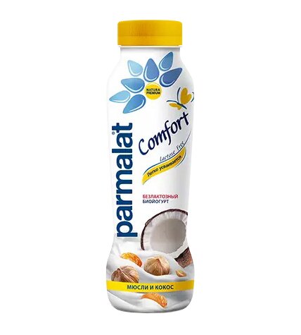 Биойогурт Parmalat Comfort питьевой безлактозный мюсли и кокос 290 г