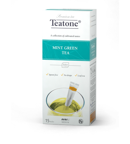 Чай зеленый Teatone с ароматом мяты в стиках 1,8 г х 15 шт