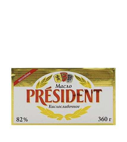 Сливочное масло President 82% бзмж 360 г