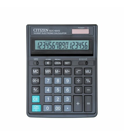 Калькулятор Citizen SDC-664S 16 разрядов 15,3 х 19,9 х 3,1 см черный