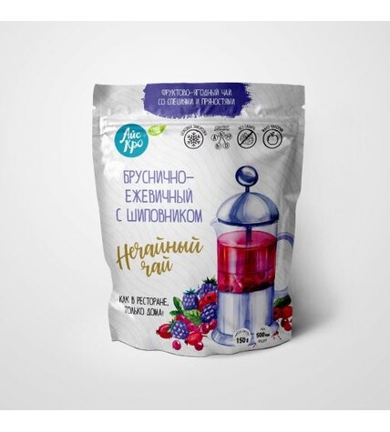 Замороженная смесь фруктов и ягод Айскро Нечайный чай брусника-ежевика-шиповник 150 г