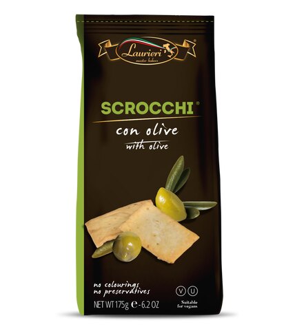 Крекеры Laurieri Scrocchi с оливками 175 г