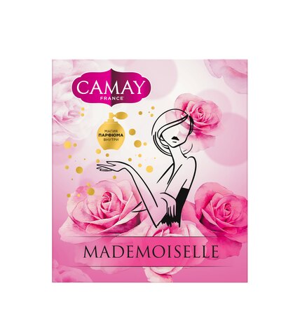 Подарочный набор Camay Mademoiselle Гель для душа 250 мл + Туалетное мыло Алые Розы 85 г + Туалетное мыло Мадемуазель 85 г