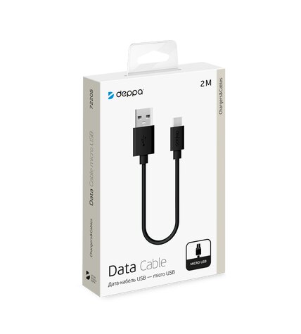 Дата-кабель Deppa USB-micro USB черный 2 м