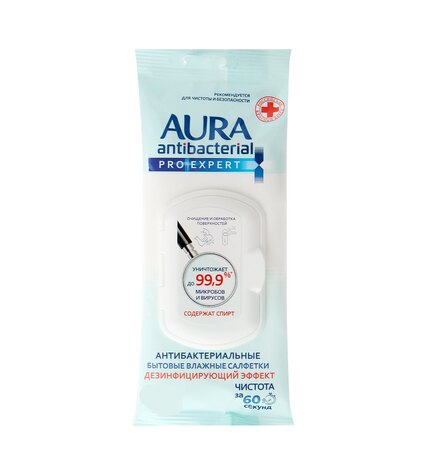 Влажные салфетки Aura Proexpert антибактериальные 120 шт