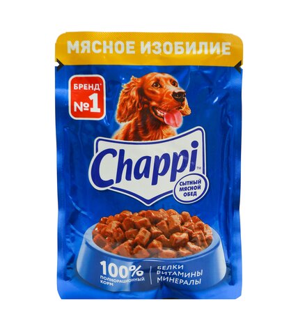 Корм Chappi Сытный мясной обед Мясное изобилие 85 г