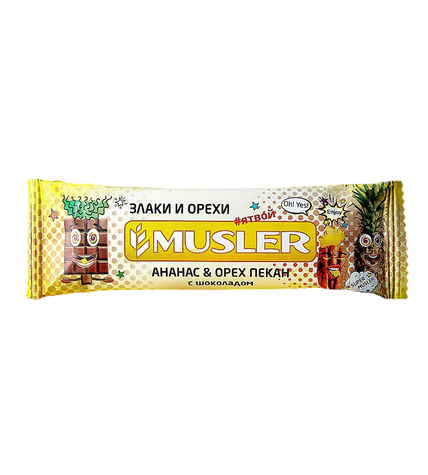 Батончик Musler орехово-злаковый ананас-орех пекан-шоколад 30 г