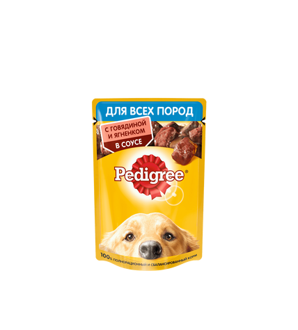 Корм Pedigree для взрослых собак всех пород с говядиной и ягненком в соусе 85 г