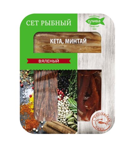 Ассорти рыбное Олива кета минтай вяленая 150 г