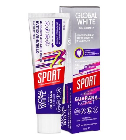 Зубная паста Global White Sport отбеливающая с экстрактом гуараны 100 г