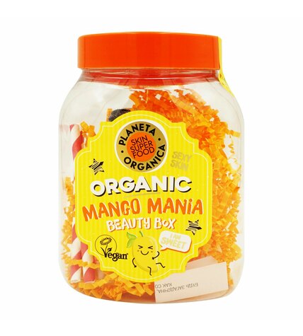 Подарочный набор Mango Mania Planeta organica Бомбочка для ванны 130 г + Увлажняющий гель для душа 50 мл + Восстанавливающая маска для лица 30 мл