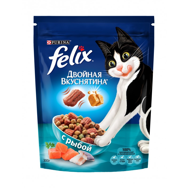 Корм Purina Felix для кошек Двойная вкуснятина с рыбой 300 г купить с ...