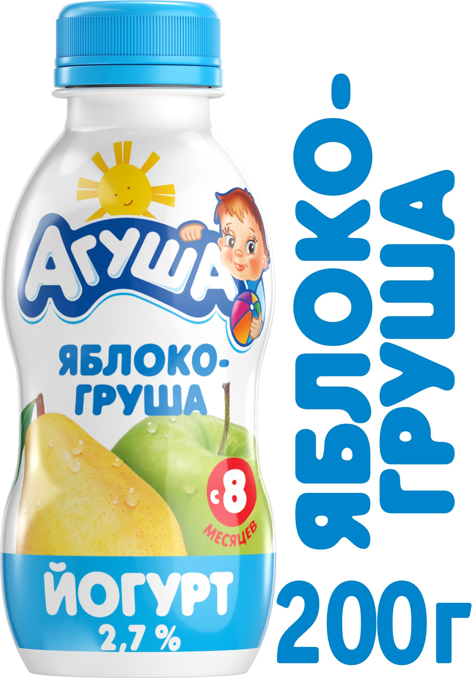 Питьевой йогурт Агуша яблоко груша с 8 месяцев 2,7% 200 мл купить с ...