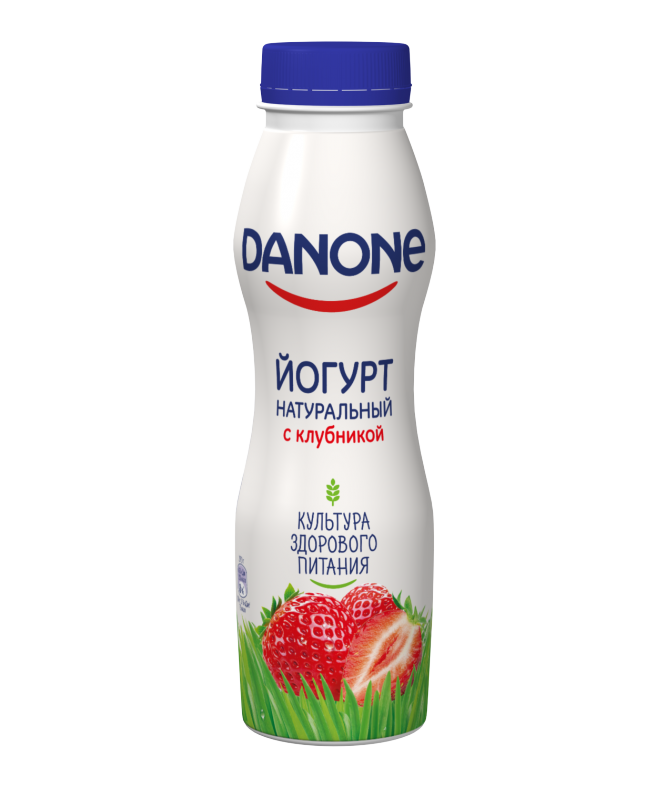 Питьевой йогурт Danone Клубника 2,1% 270 г купить с доставкой по Москве ...