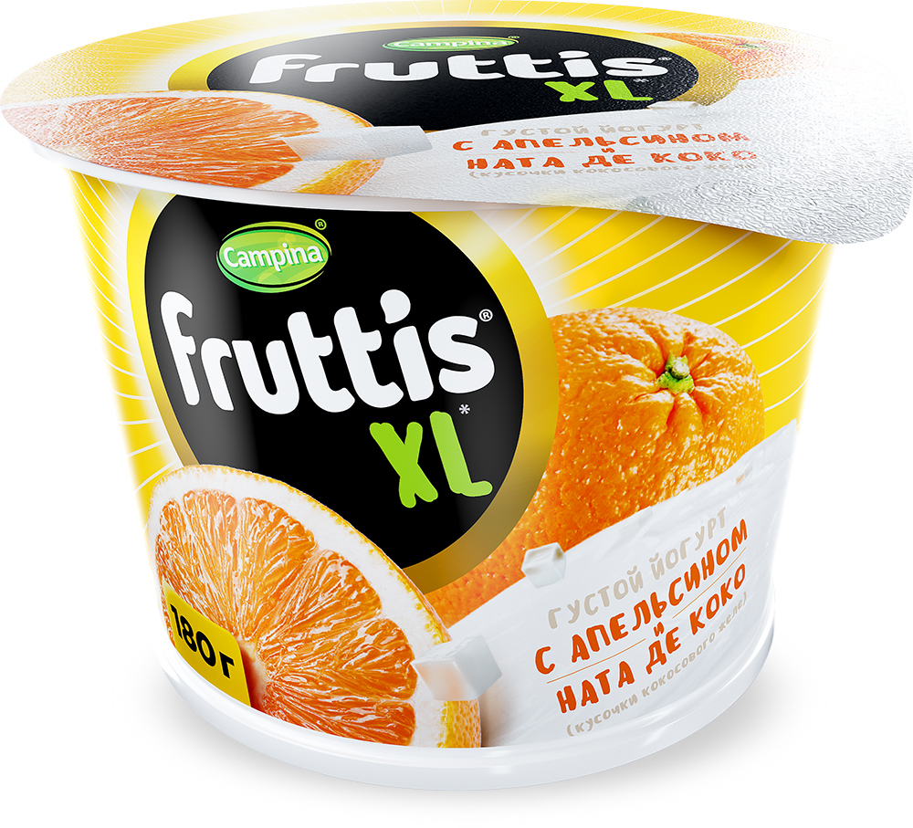 Йогурт Fruttis XL апельсин-кокос-желе 4,3% 180 г купить с доставкой по ...